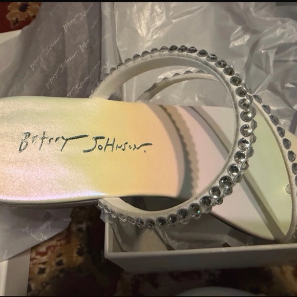 Betsey Johnson White Jeweled Strappy Slide Sandals - Picture 7 of 11